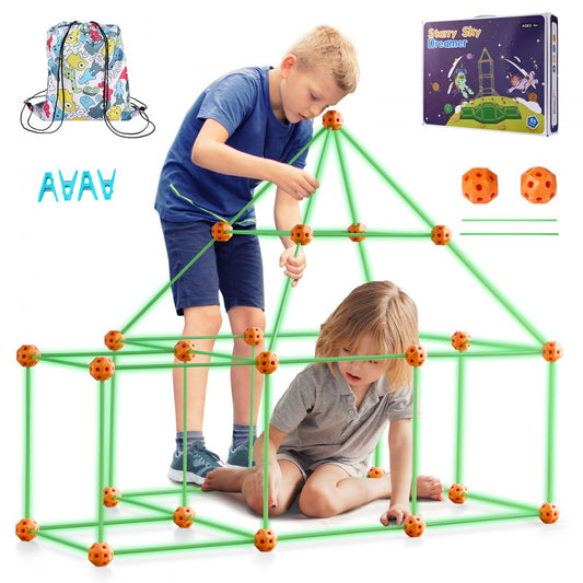 YAOSHUN85PCS - 85-Piece Glow-in-the-Dark Fort Building Kit for Kids