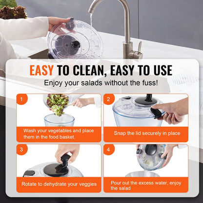 TF901T - 4.5L Glass Salad Spinner with BPA-Free Components