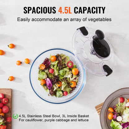 TF901T - 4.5L Glass Salad Spinner with BPA-Free Components