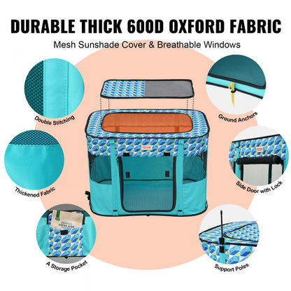 SX5012 - Portable 32"x24"x22" Foldable Pet Playpen for Multiple Small Animals