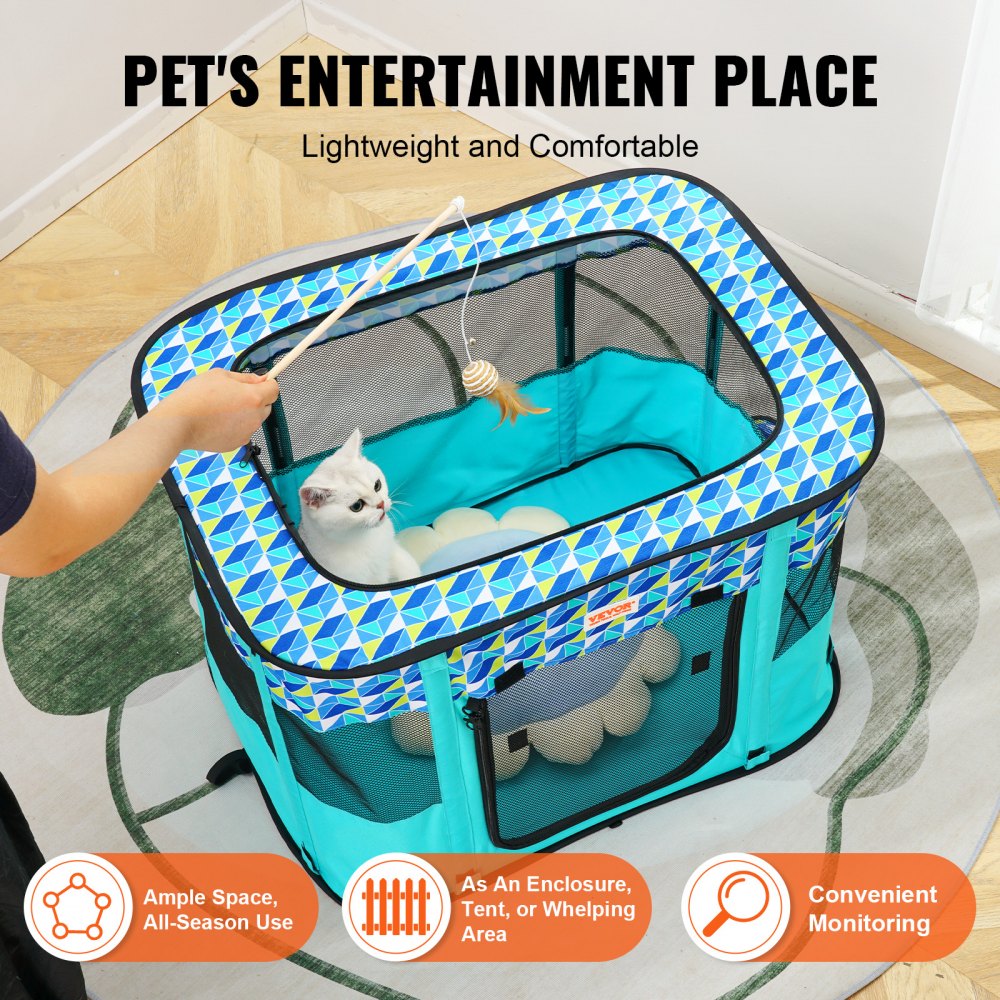 SX5012 - Portable 32"x24"x22" Foldable Pet Playpen for Multiple Small Animals