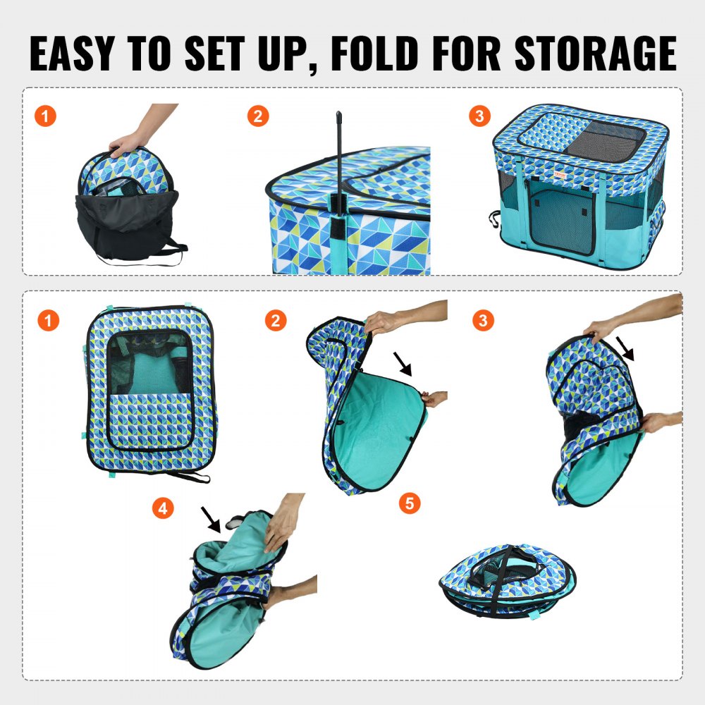 SX5012 - Portable 32"x24"x22" Foldable Pet Playpen for Multiple Small Animals