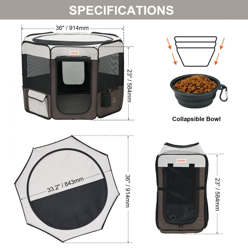 SX50014M - 36-inch Waterproof Foldable Pet Playpen for Easy Portability
