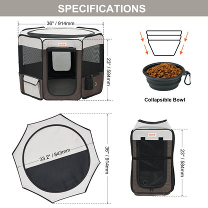 SX50014M - 36-inch Waterproof Foldable Pet Playpen for Easy Portability