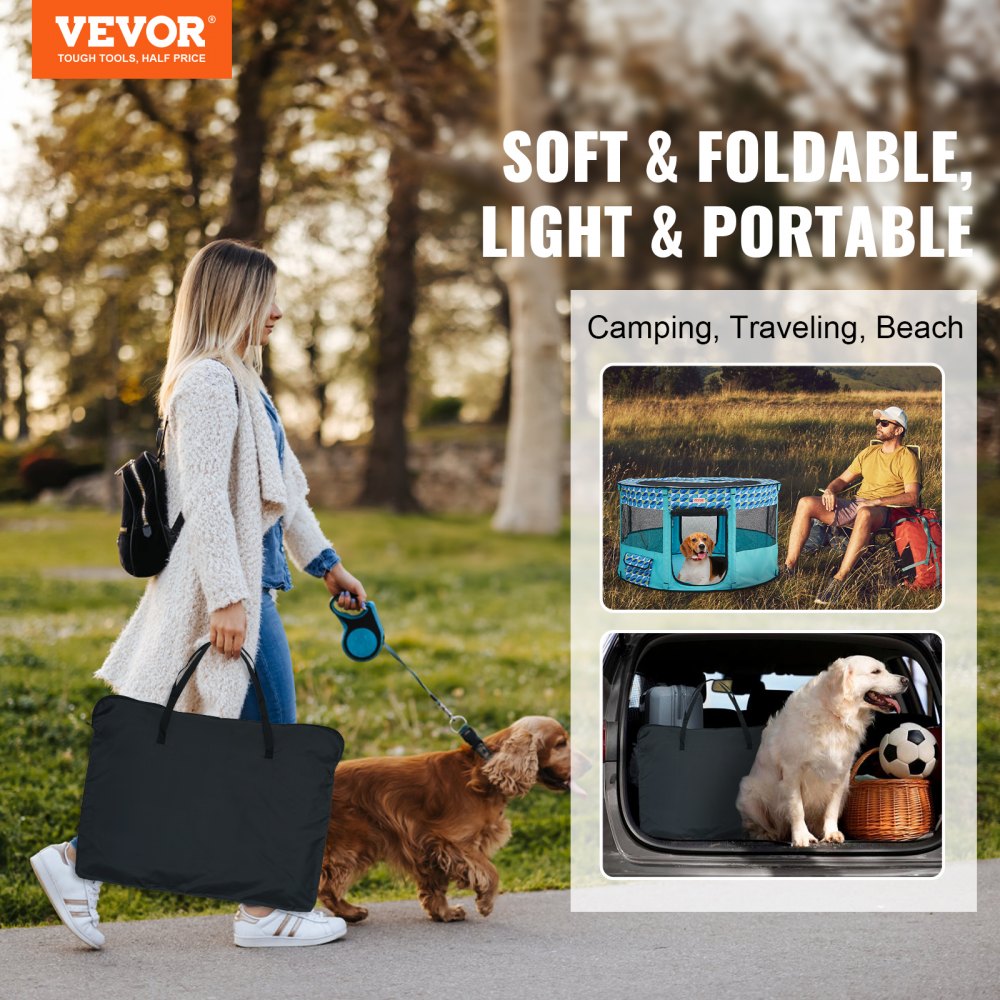 SX5013 - 44" Portable Foldable Pet Playpen for Indoor and Outdoor Use
