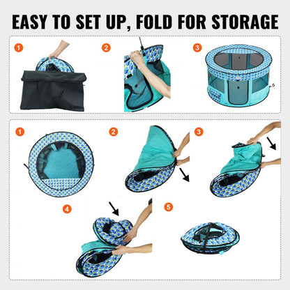 SX5013 - 44" Portable Foldable Pet Playpen for Indoor and Outdoor Use
