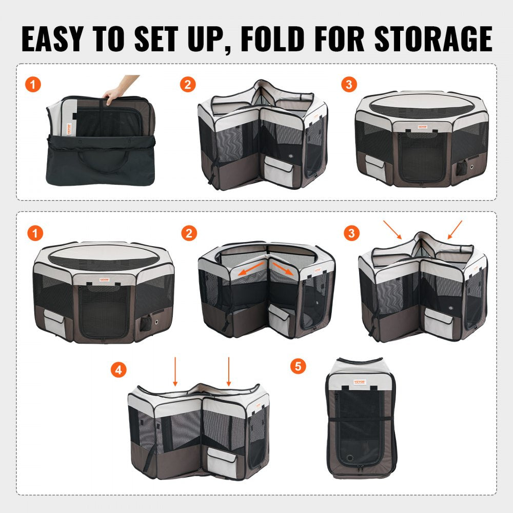 SX50014L - Lightweight 46" Waterproof Foldable Dog Playpen for Travel