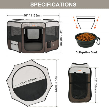 SX50014L - Lightweight 46" Waterproof Foldable Dog Playpen for Travel