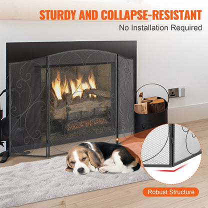 ZS230422 - 48" Three-Panel Fireplace Screen for Safety and Style