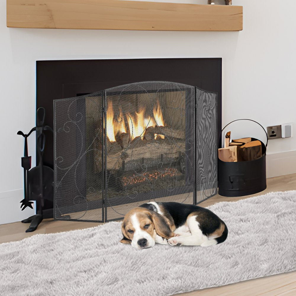 ZS230422 - 48" Three-Panel Fireplace Screen for Safety and Style