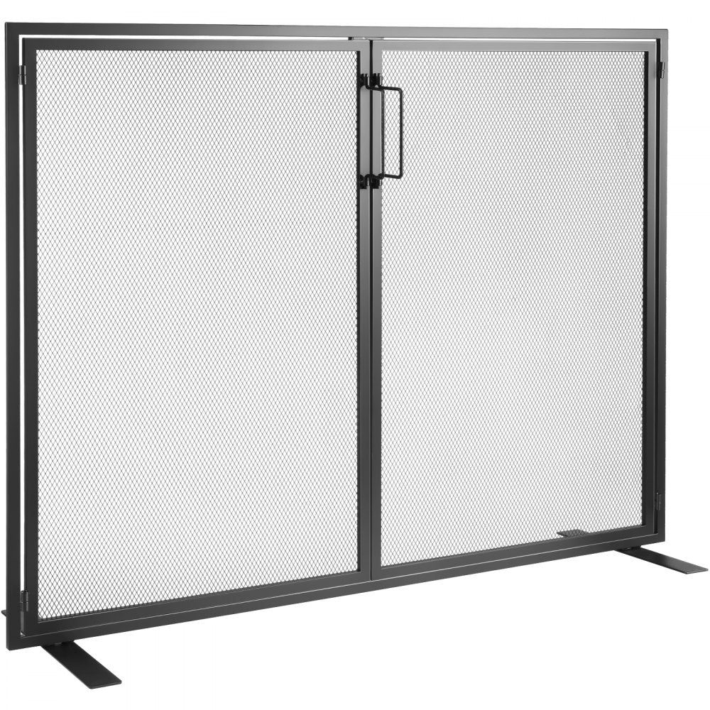 ZS230425 - Durable Iron Fireplace Screen with Door & Gold Finish