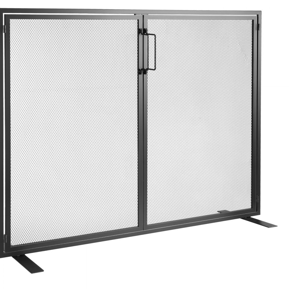 ZS230425 - Durable Iron Fireplace Screen with Door & Gold Finish