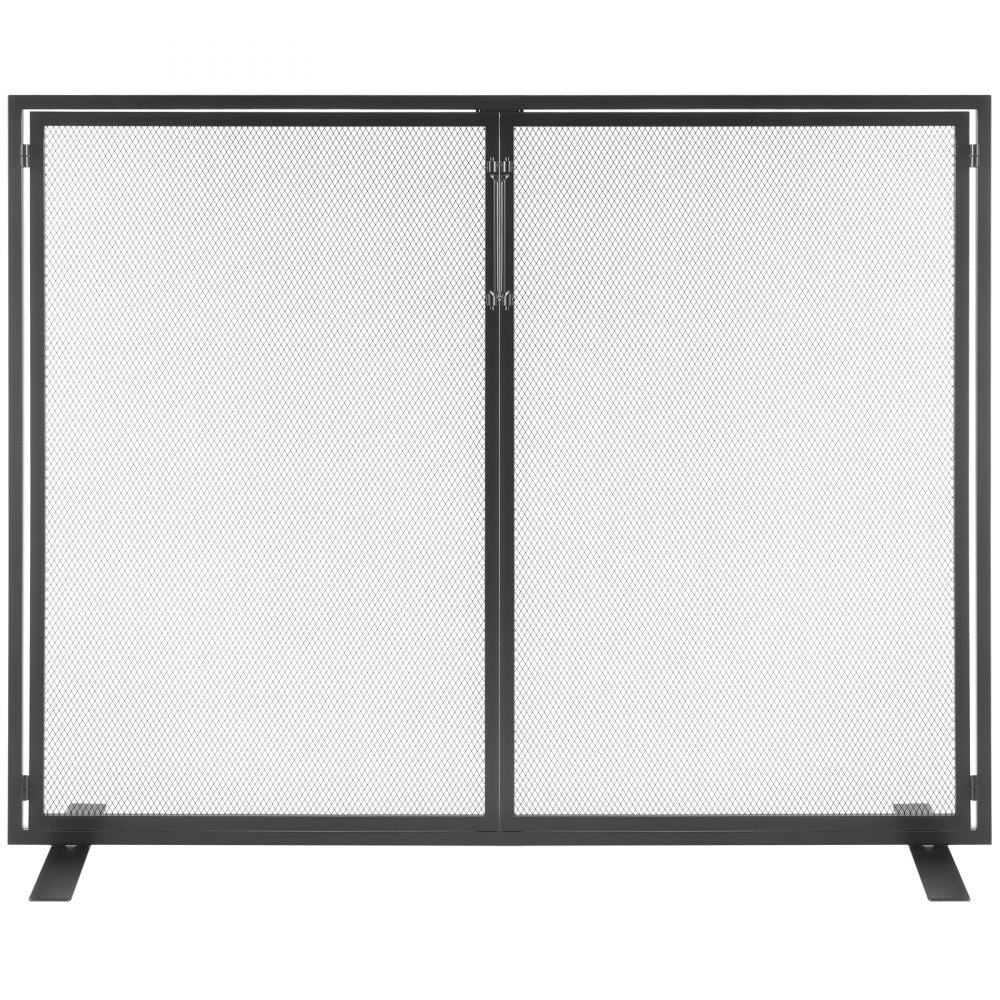 ZS230425 - Durable Iron Fireplace Screen with Door & Gold Finish