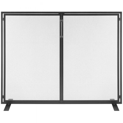 ZS230425 - Durable Iron Fireplace Screen with Door & Gold Finish