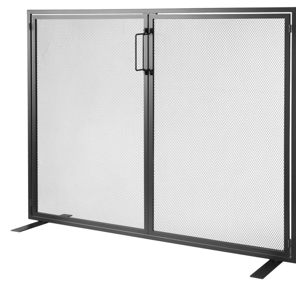 ZS230425 - Durable Iron Fireplace Screen with Door & Gold Finish