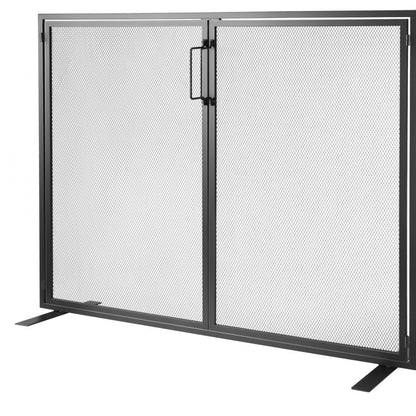 ZS230425 - Durable Iron Fireplace Screen with Door & Gold Finish
