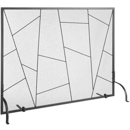 ZS230424 - Elegant Black Iron Mesh Fireplace Screen for Home Decor