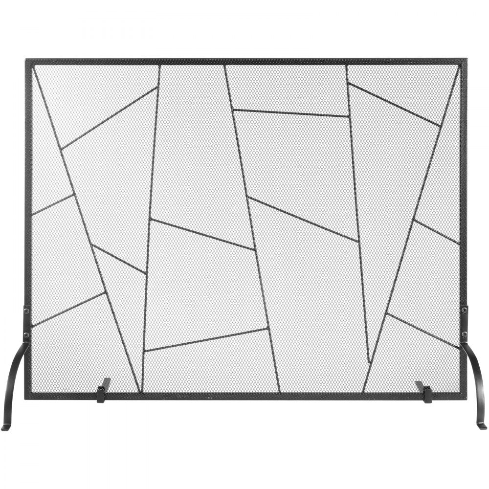 ZS230424 - Elegant Black Iron Mesh Fireplace Screen for Home Decor