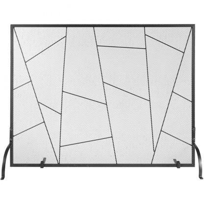 ZS230424 - Elegant Black Iron Mesh Fireplace Screen for Home Decor