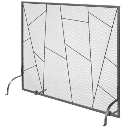 ZS230424 - Elegant Black Iron Mesh Fireplace Screen for Home Decor