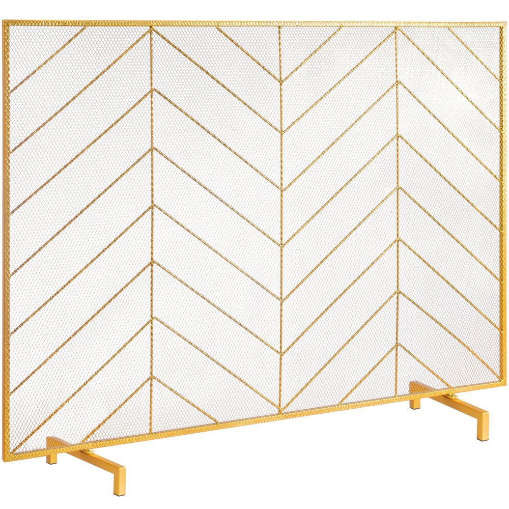 ZS230423 - 38.6" Iron Mesh Fireplace Screen with Elegant Gold Finish