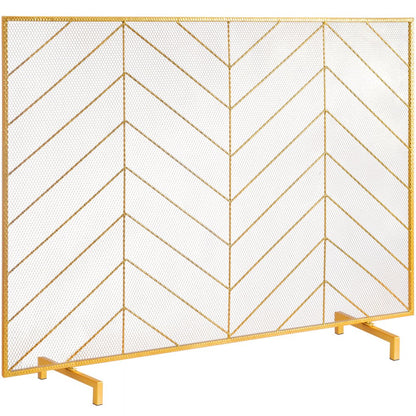 ZS230423 - 38.6" Iron Mesh Fireplace Screen with Elegant Gold Finish