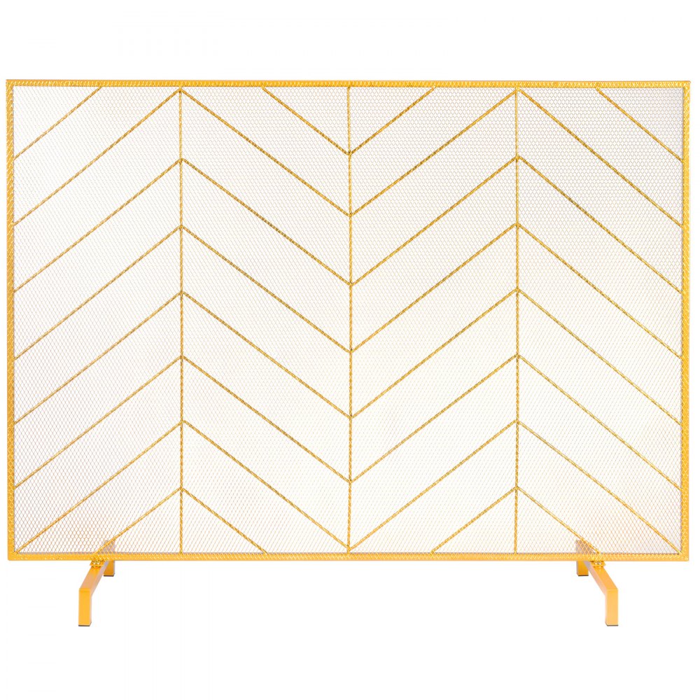 ZS230423 - 38.6" Iron Mesh Fireplace Screen with Elegant Gold Finish