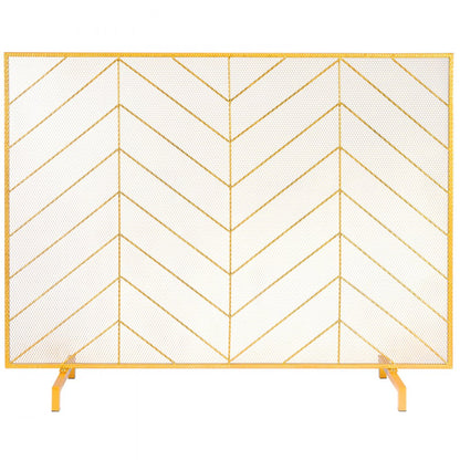 ZS230423 - 38.6" Iron Mesh Fireplace Screen with Elegant Gold Finish
