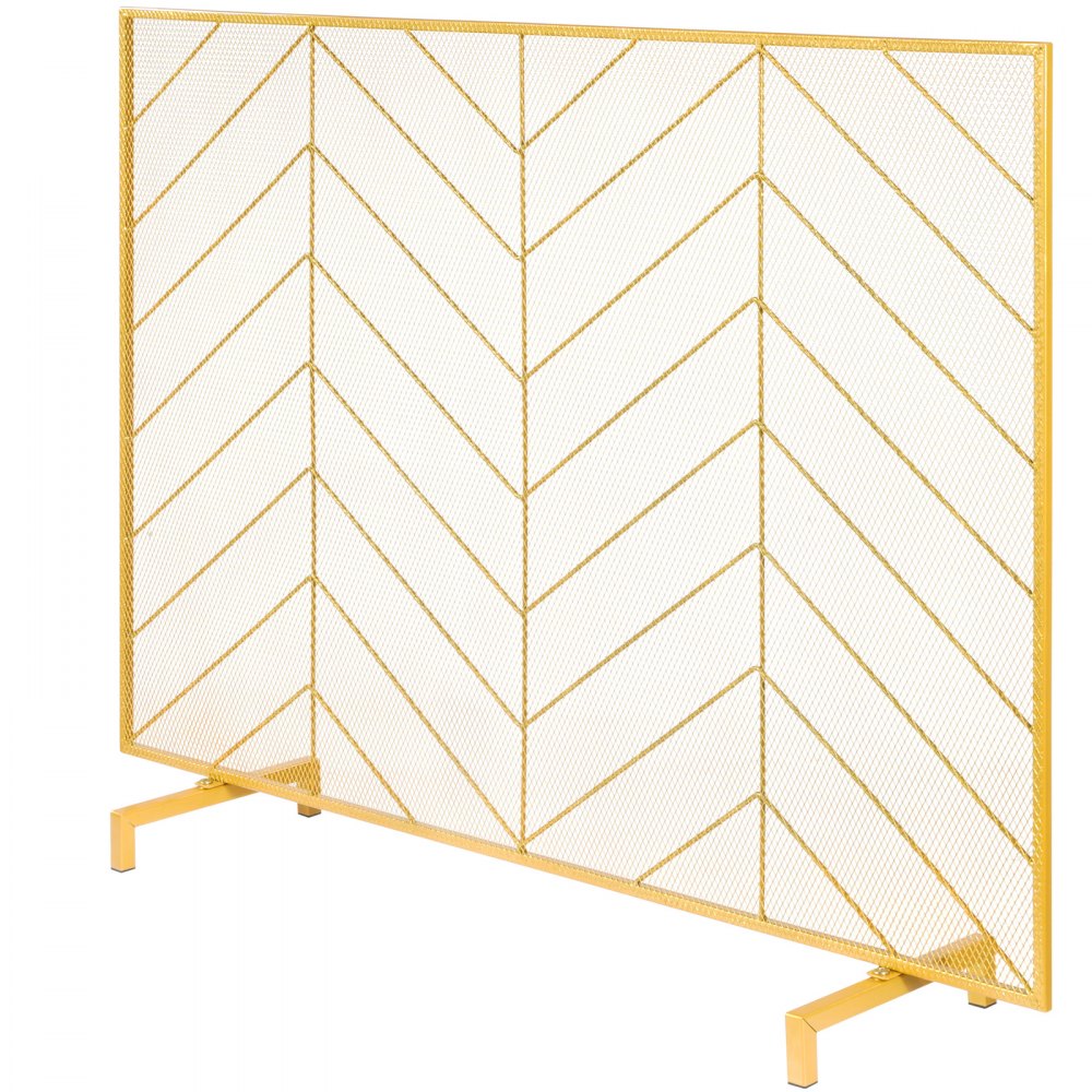 ZS230423 - 38.6" Iron Mesh Fireplace Screen with Elegant Gold Finish