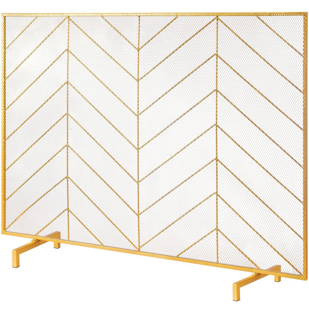 ZS230423 - 38.6" Iron Mesh Fireplace Screen with Elegant Gold Finish