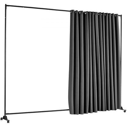 010392944046 - Portable 8ft Light Grey Room Divider for Flexible Spaces