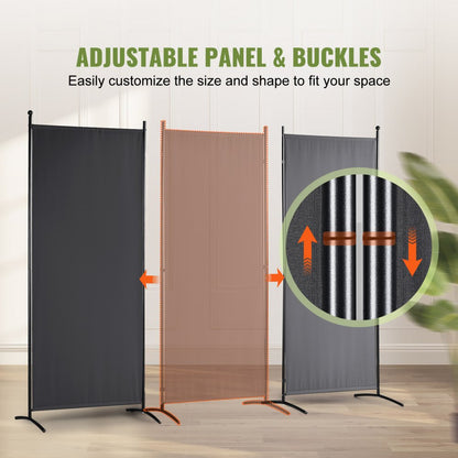 010316782437 - 6.1ft Dark Gray 3-Panel Room Divider for Privacy