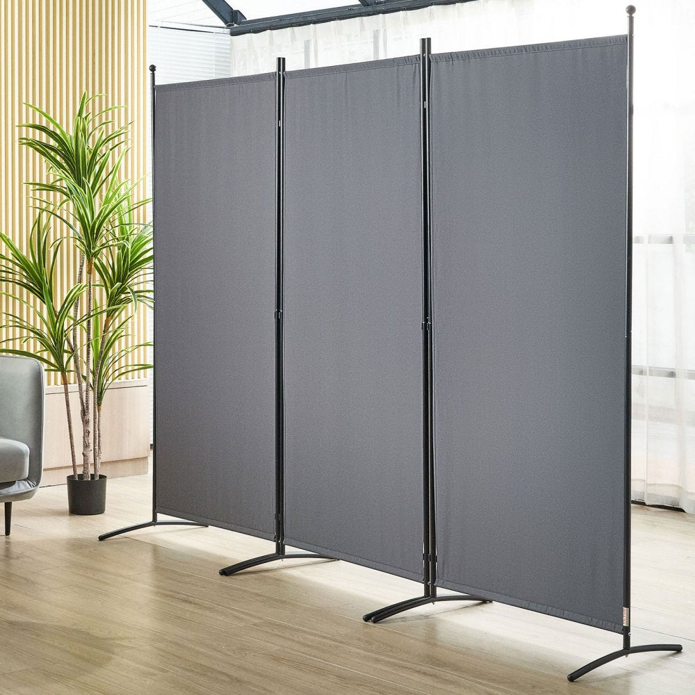 010316782437 - 6.1ft Dark Gray 3-Panel Room Divider for Privacy
