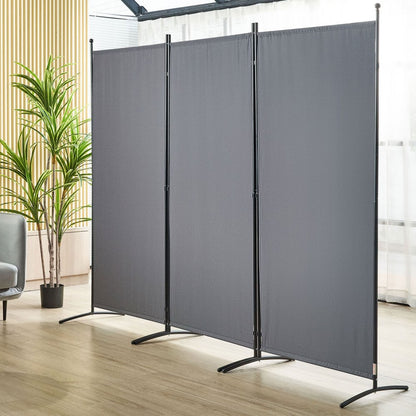 010316782437 - 6.1ft Dark Gray 3-Panel Room Divider for Privacy