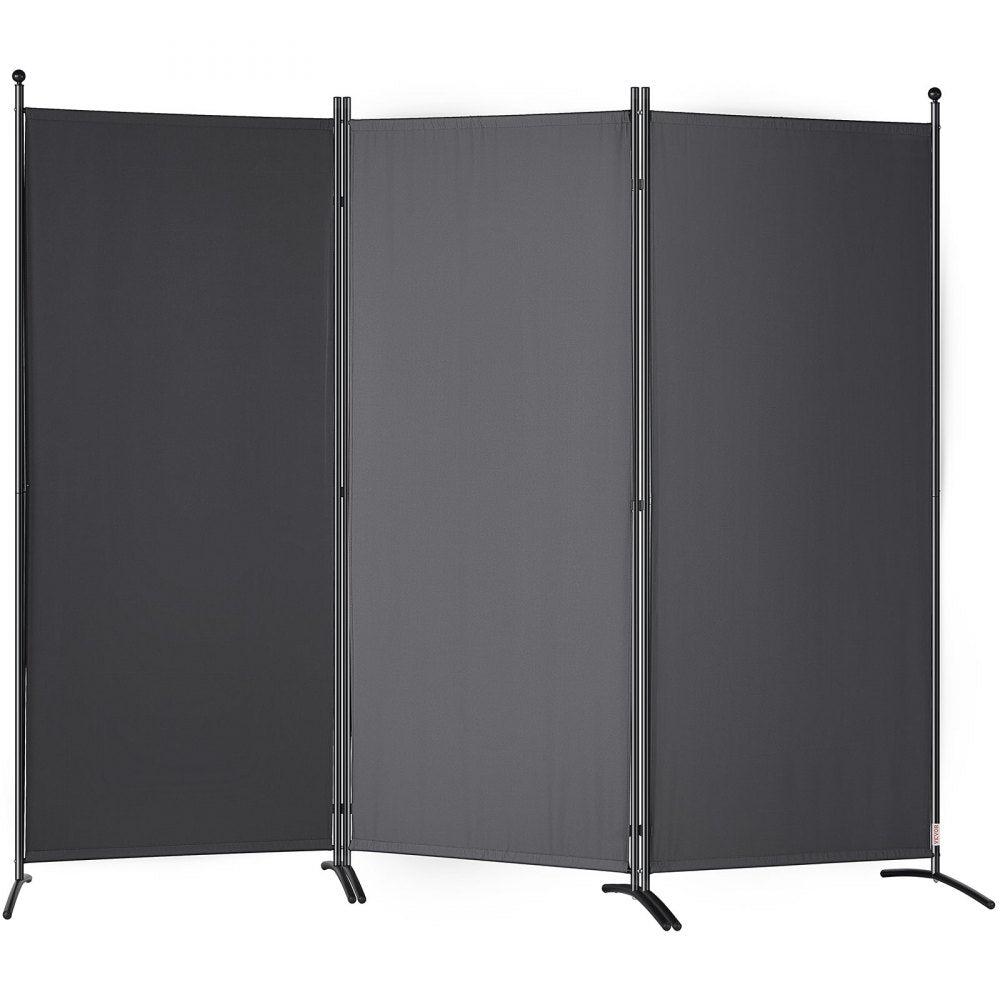 010316782437 - 6.1ft Dark Gray 3-Panel Room Divider for Privacy