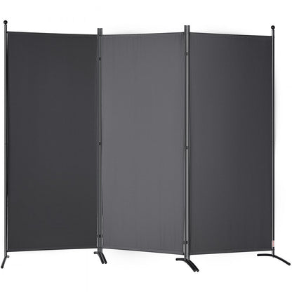 010316782437 - 6.1ft Dark Gray 3-Panel Room Divider for Privacy