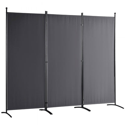 010316782437 - 6.1ft Dark Gray 3-Panel Room Divider for Privacy
