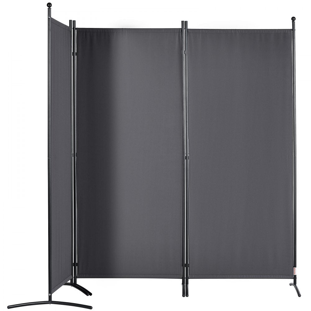 010316782437 - 6.1ft Dark Gray 3-Panel Room Divider for Privacy