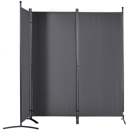 010316782437 - 6.1ft Dark Gray 3-Panel Room Divider for Privacy