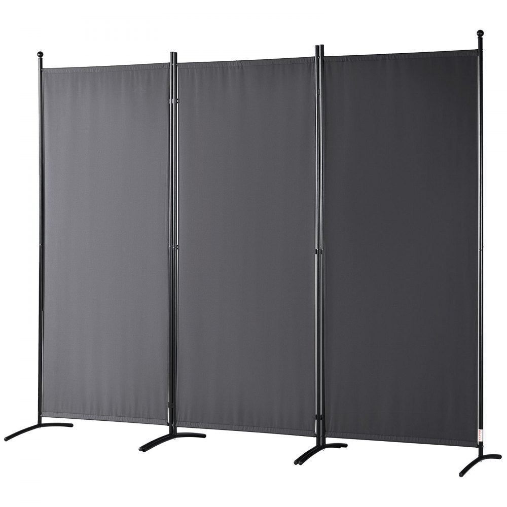 010316782437 - 6.1ft Dark Gray 3-Panel Room Divider for Privacy