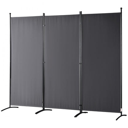 010316782437 - 6.1ft Dark Gray 3-Panel Room Divider for Privacy