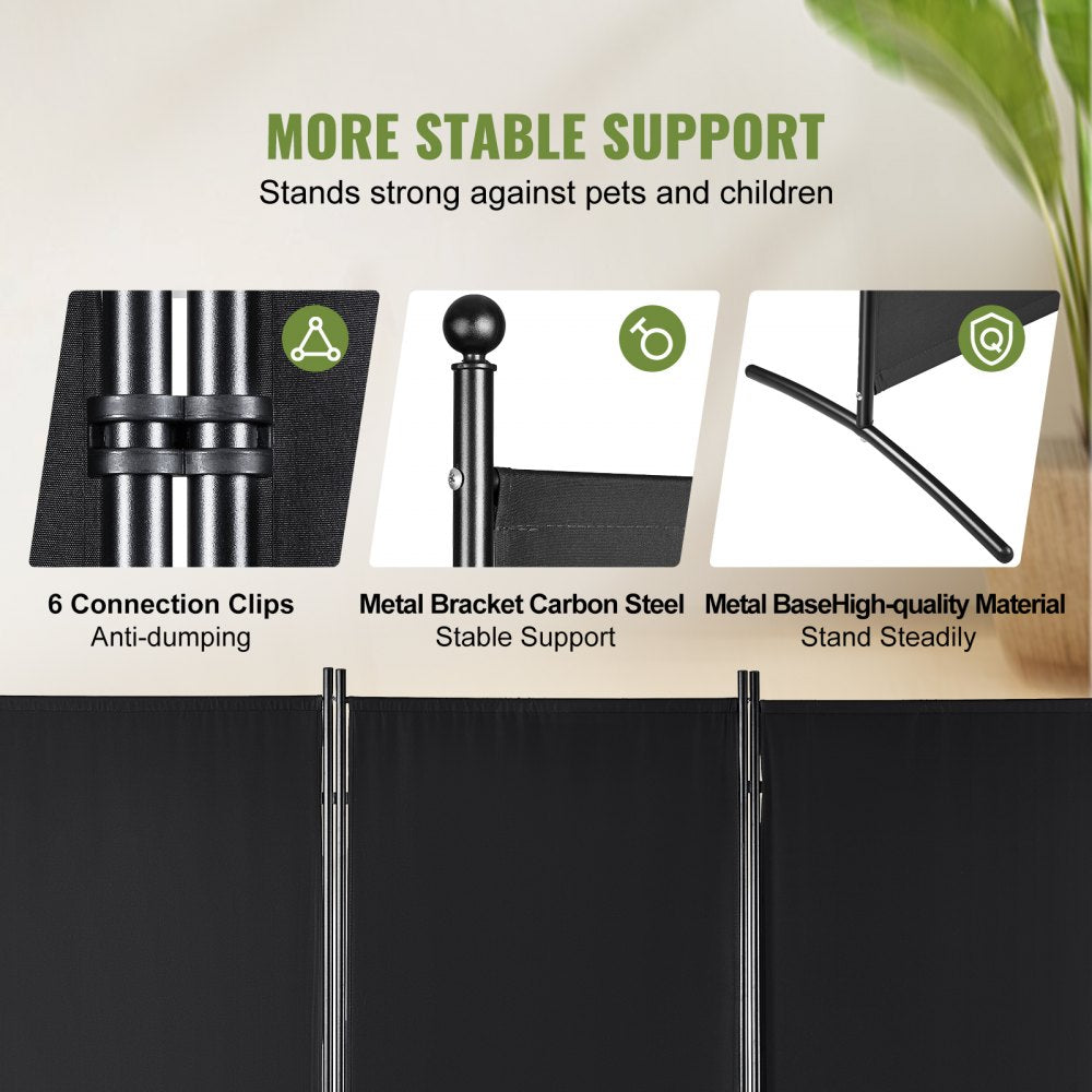 010726167934 - 6.1 ft Portable Room Divider with Opaque Polyester Fabric