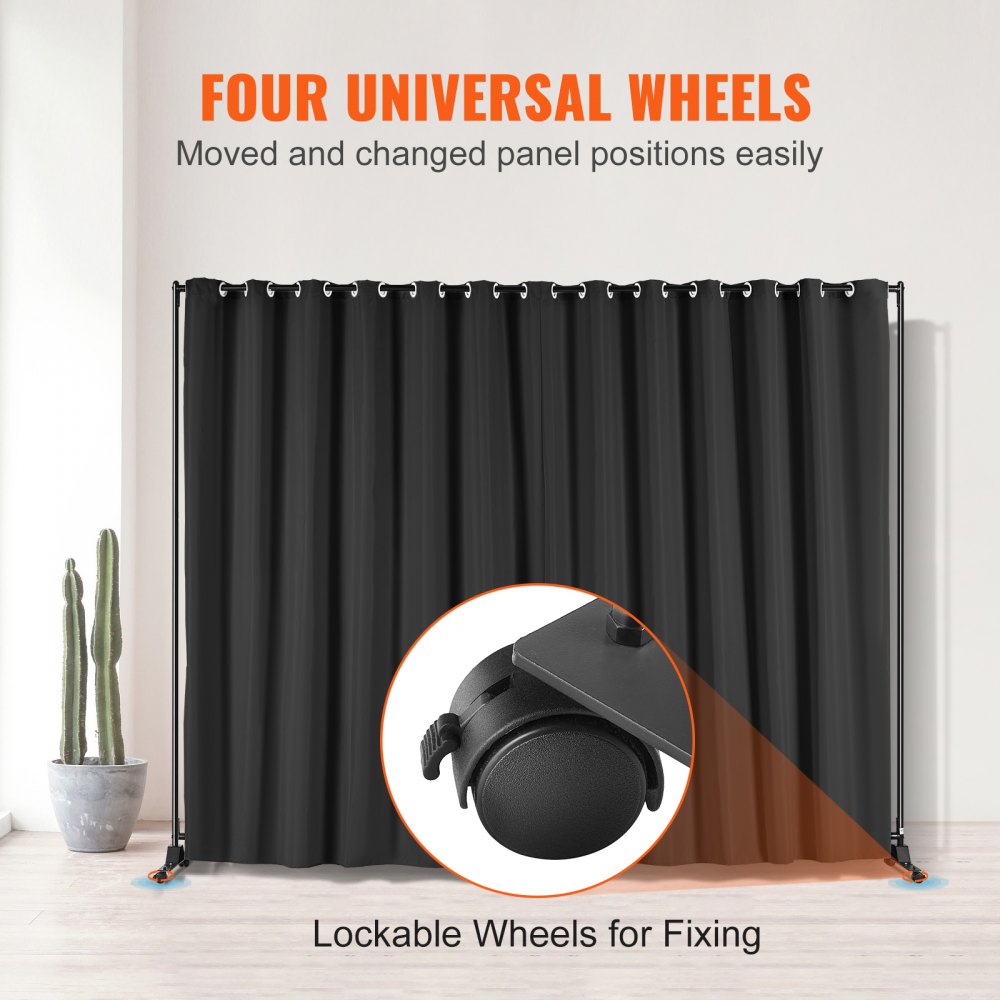 010774550249 - Portable 8ft Room Divider with Wheels for Easy Setup