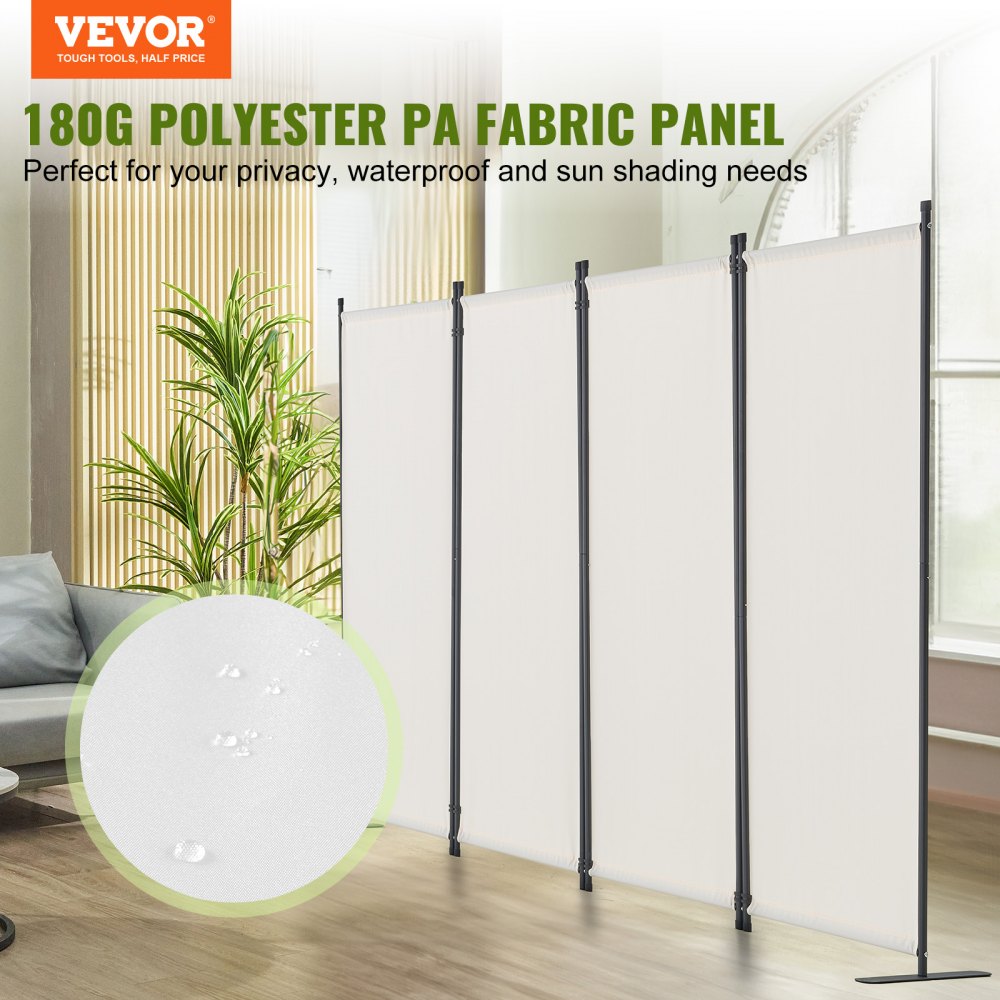 PFFSTGMS12 - 4-Panel 88" Fabric Room Divider with Sturdy Steel Frame