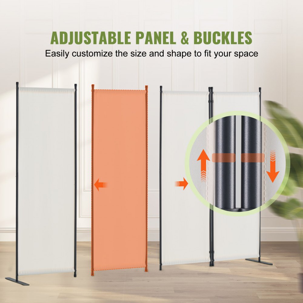 PFFSTGMS12 - 4-Panel 88" Fabric Room Divider with Sturdy Steel Frame