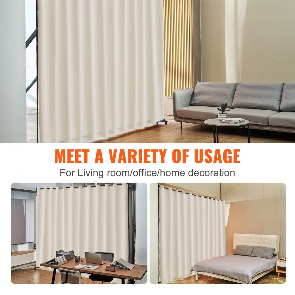 CLDMFGMS01 - VEVOR 121.5" Beige Room Divider with Wheels