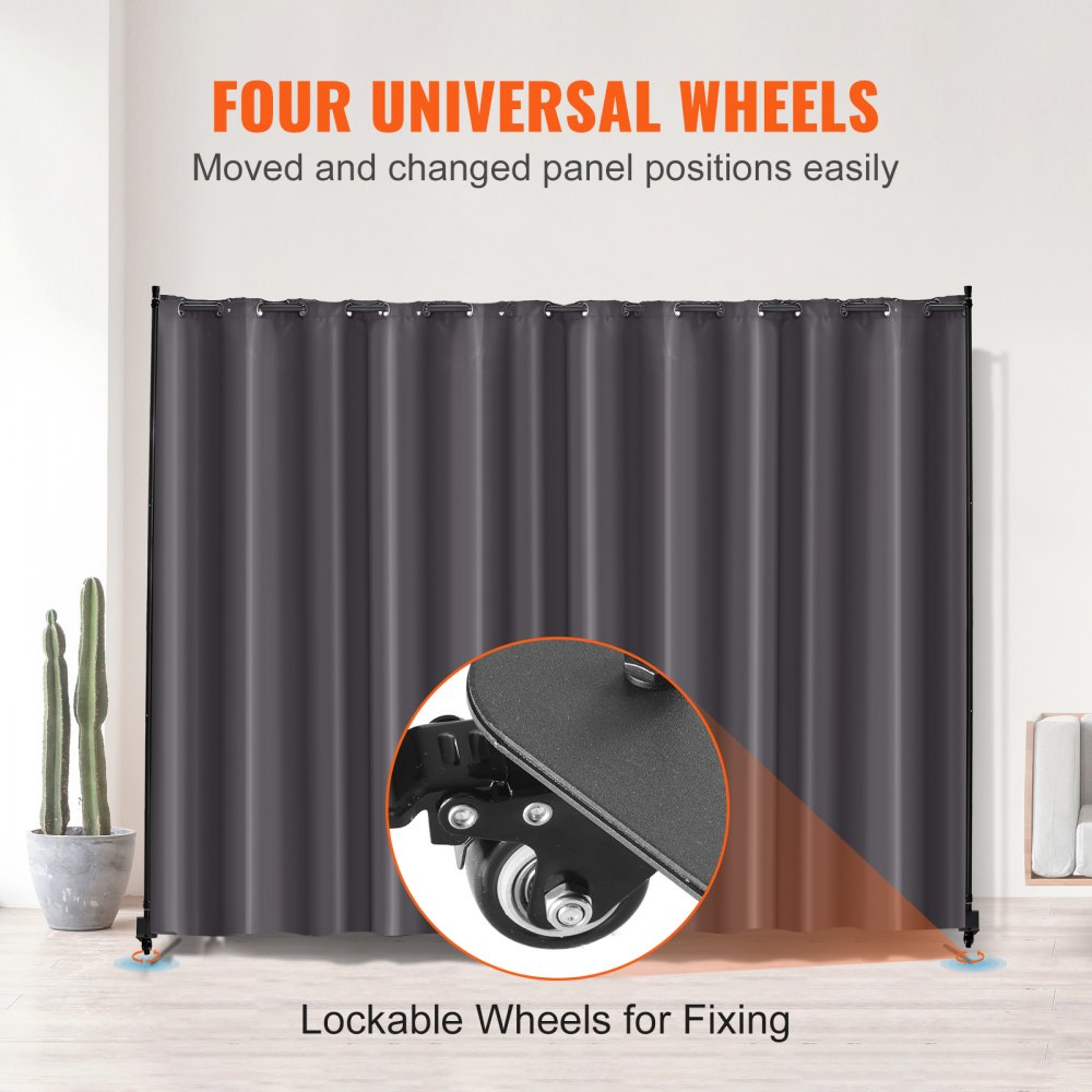 CLDMFGSH03 - 121.5" Portable Room Divider with Wheels and Sturdy Metal Frame
