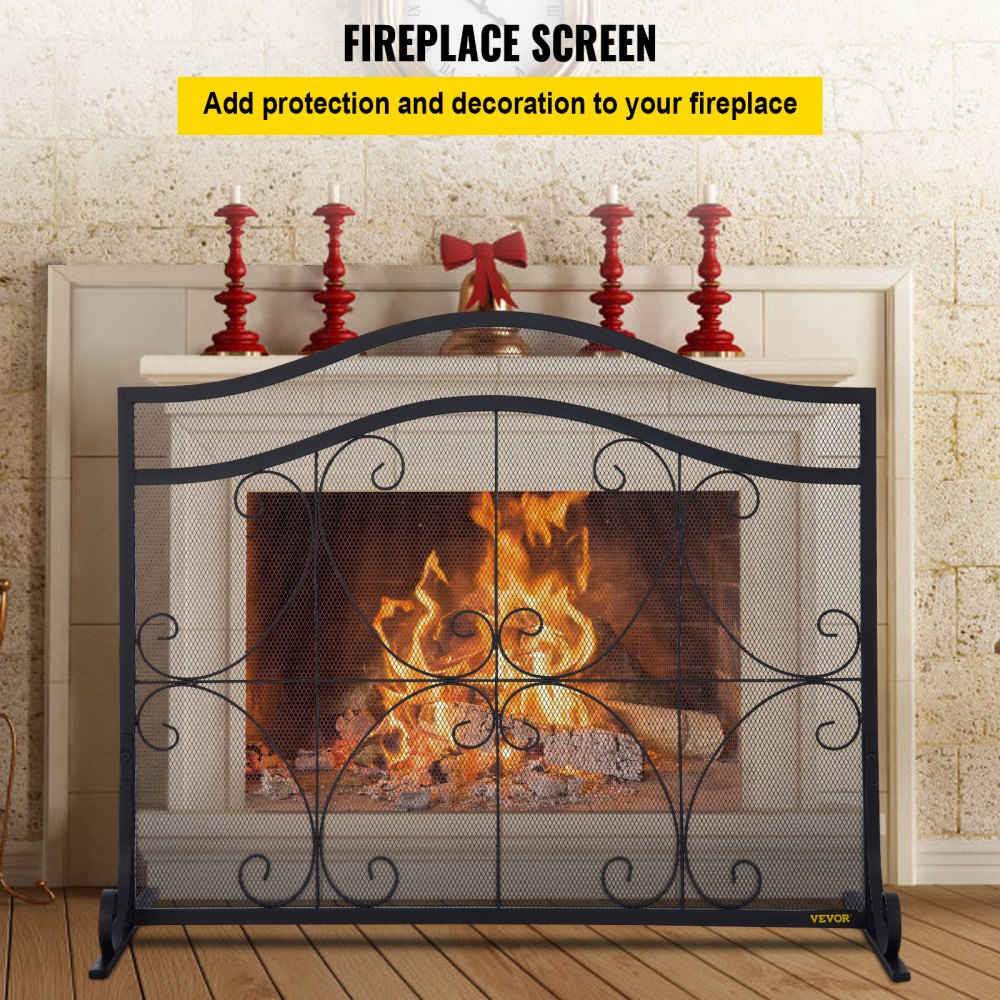 VV-BLPF-38inFS - Decorative 38" Fireplace Screen with Double Door Design