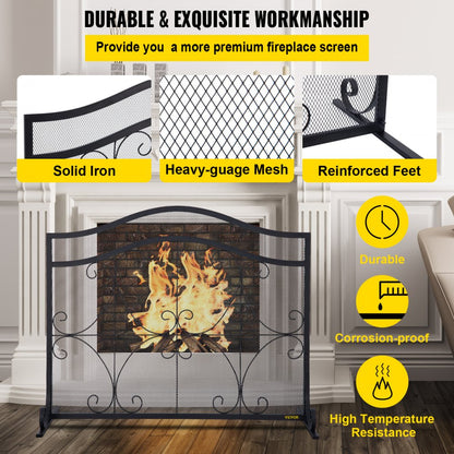VV-BLPF-38inFS - Decorative 38" Fireplace Screen with Double Door Design