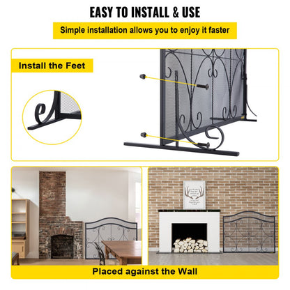 VV-BLPF-38inFS - Decorative 38" Fireplace Screen with Double Door Design